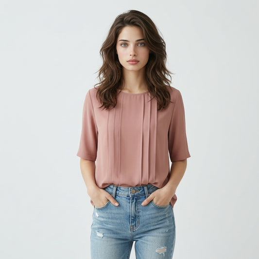 Blouse rose à plis