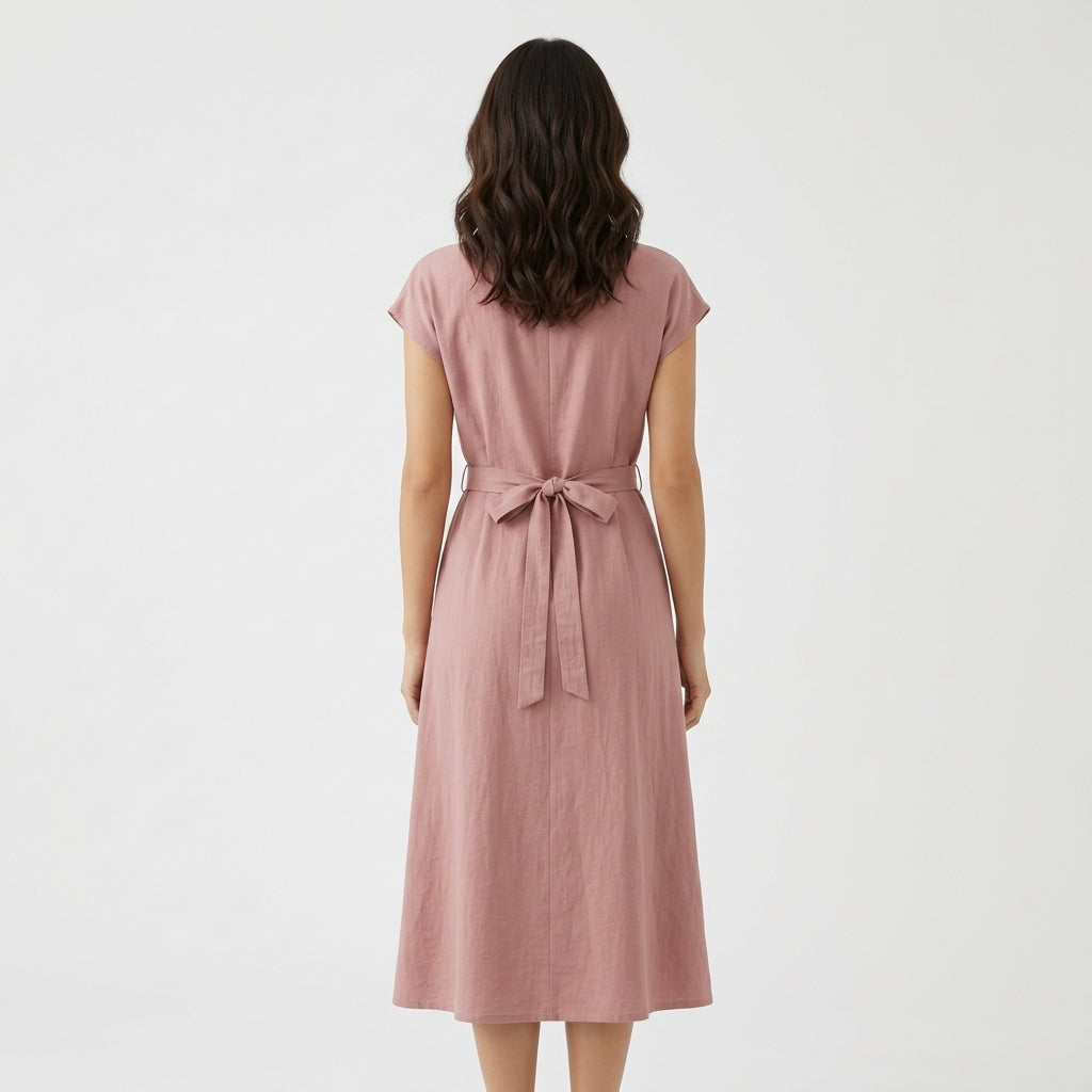 Robe midi rose