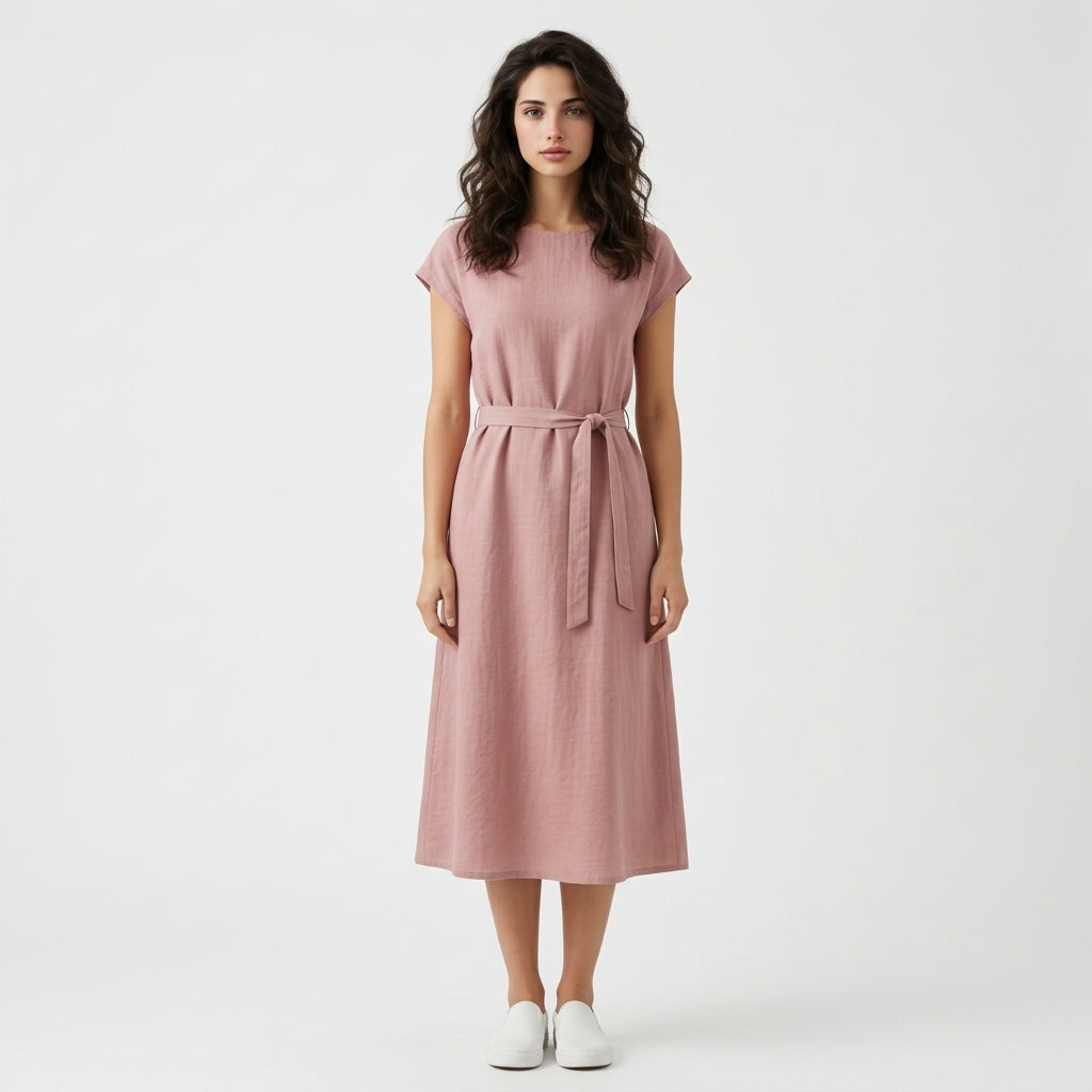 Robe midi rose