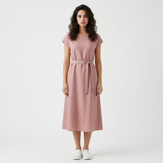 Robe midi rose